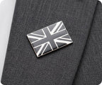 Black United Kingdom Union Jack Rectangle Pin Badge