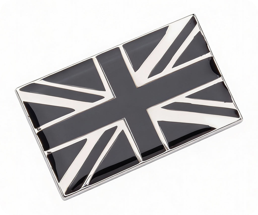 Black United Kingdom Union Jack Rectangle Pin Badge