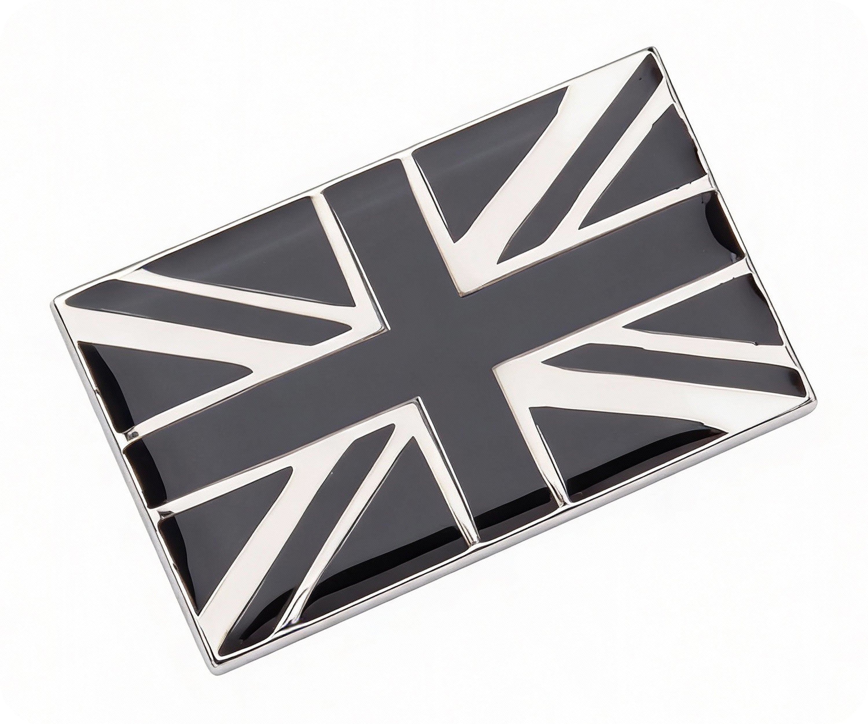 Black United Kingdom Union Jack Rectangle Pin Badge