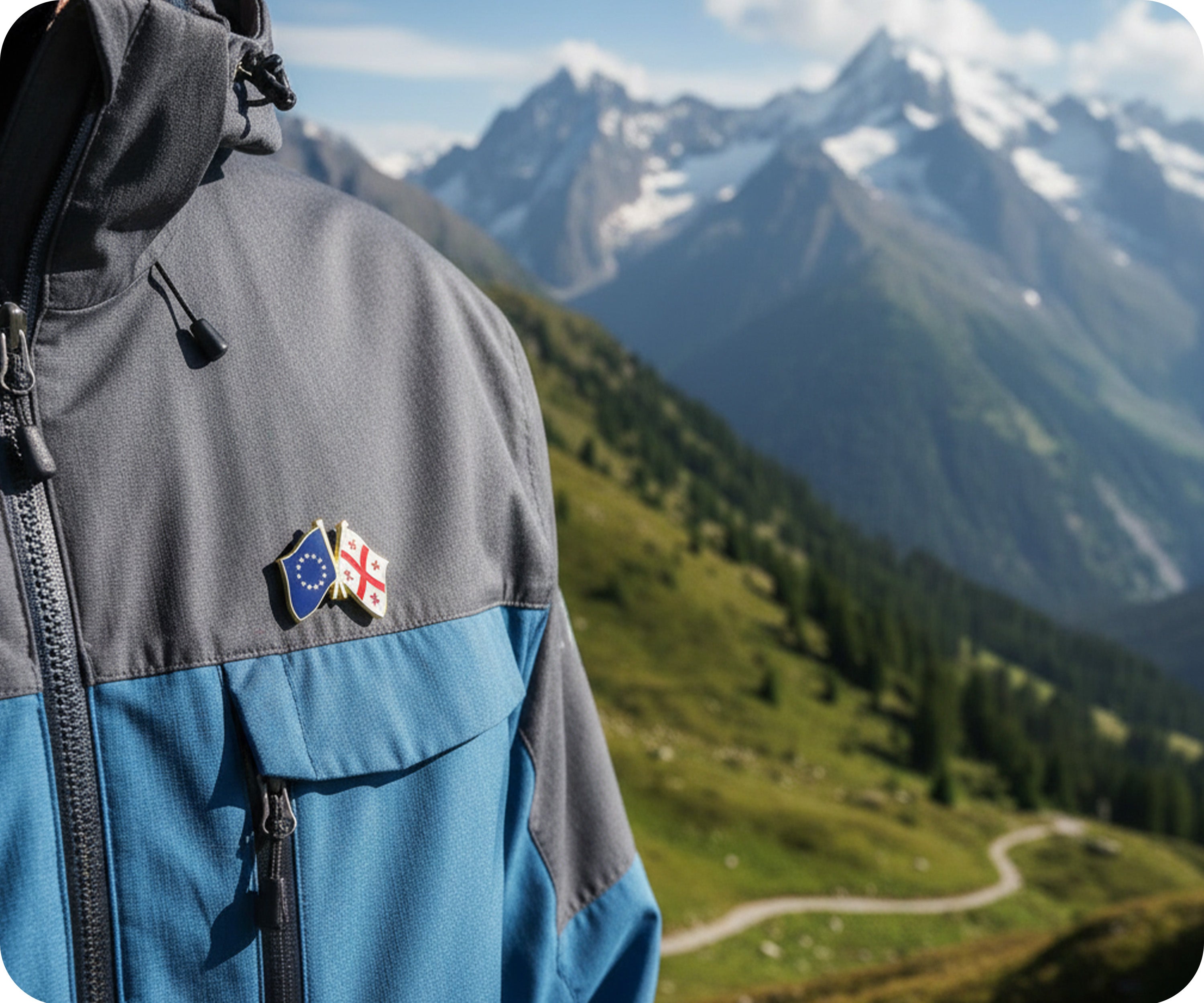 European Union & Georgia Friendship Pin Badge Secondary image