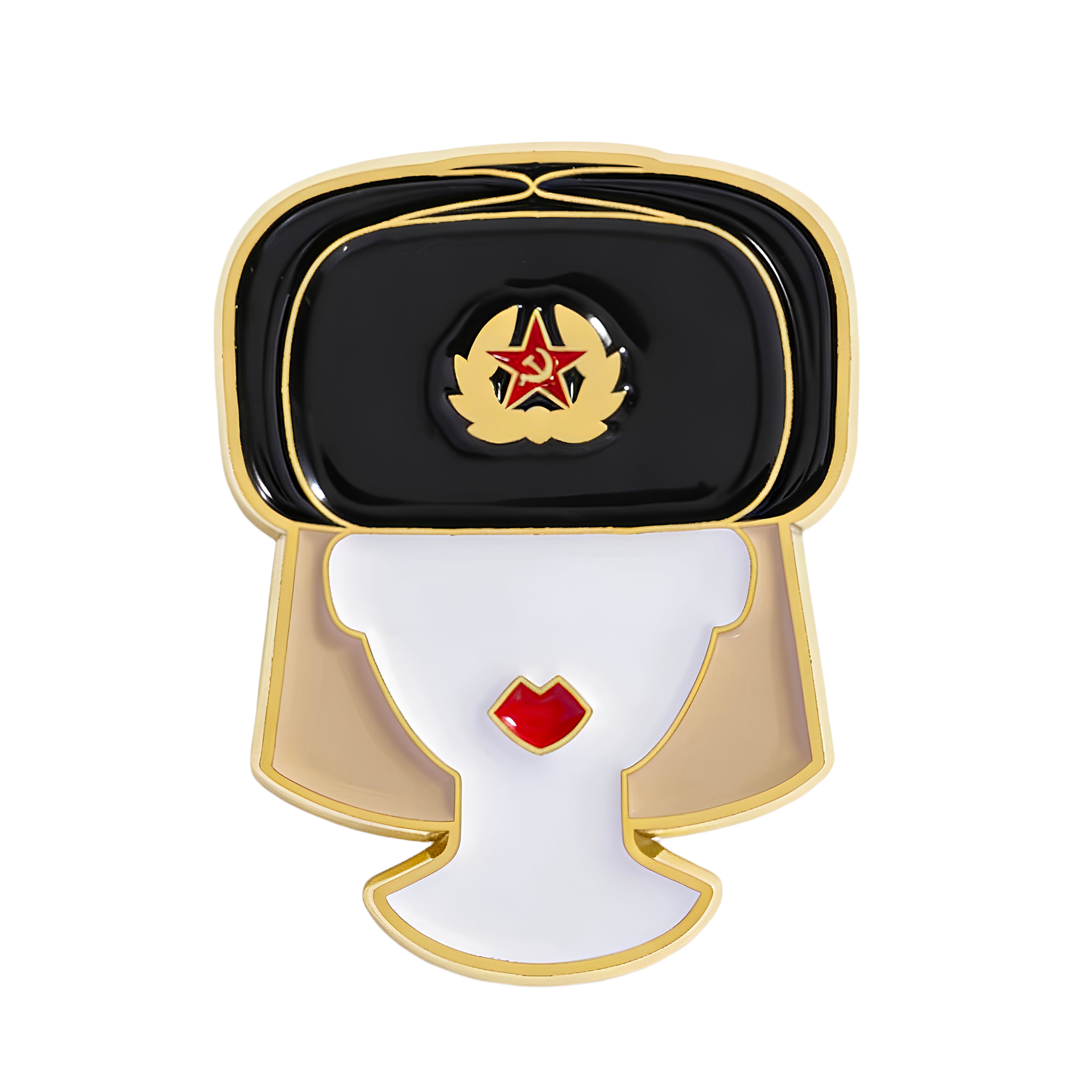Russian Woman Fur Hat USSR Soviet Pin Badge Main image