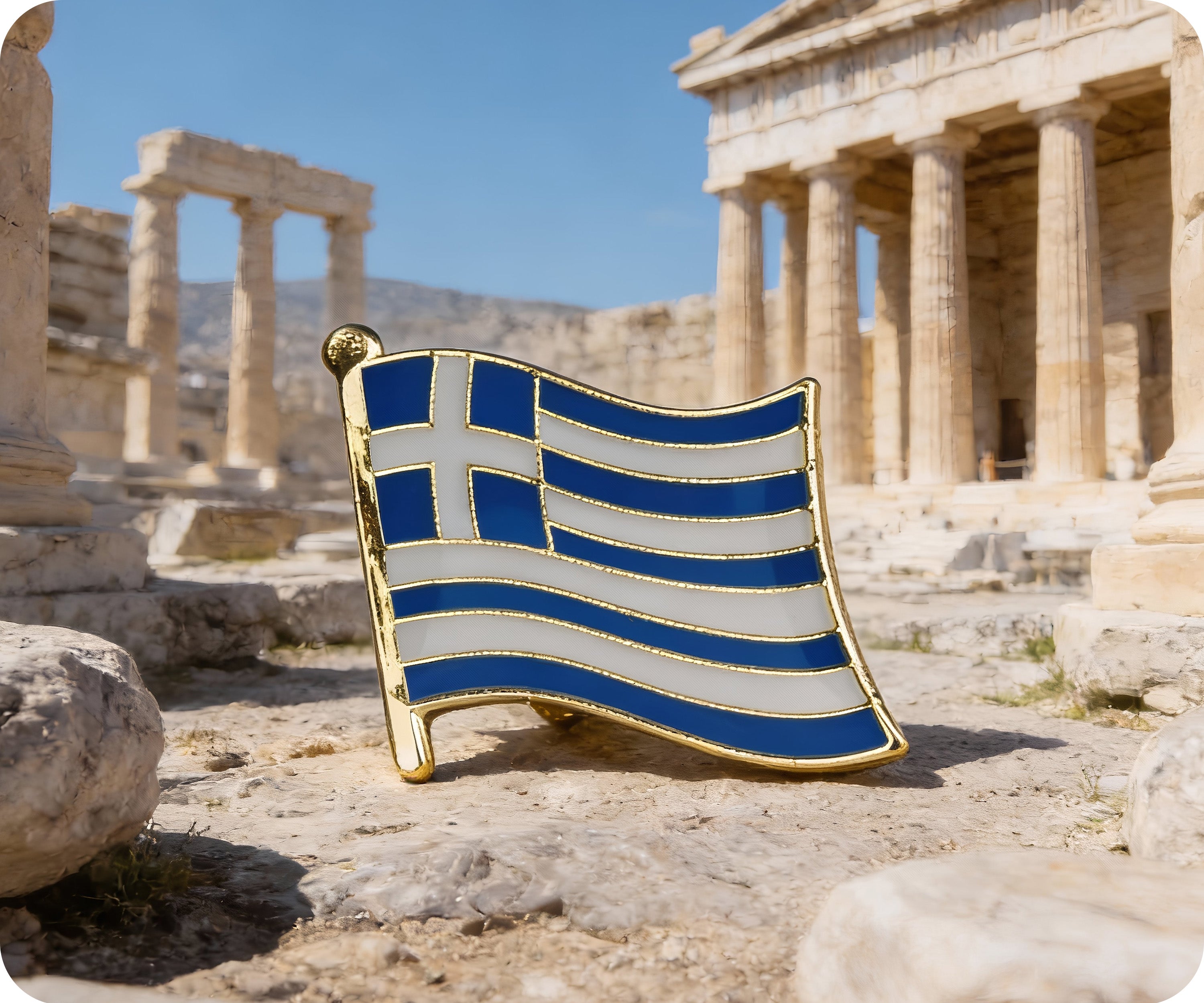 Greece Flag Pin Badge Secondary image
