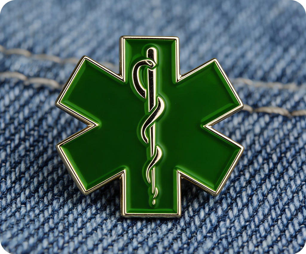 Green Medical Ambulance Star Pin Badge