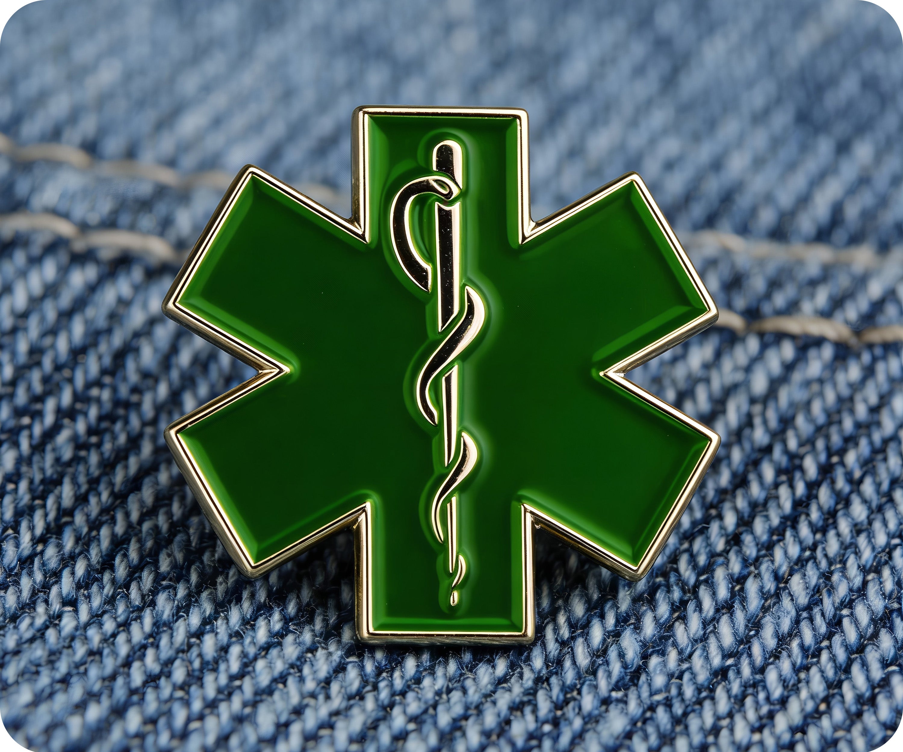 Green Medical Ambulance Star Pin Badge