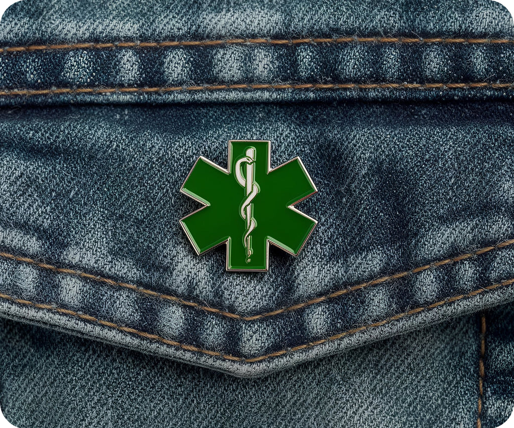 Green Medical Ambulance Star Pin Badge