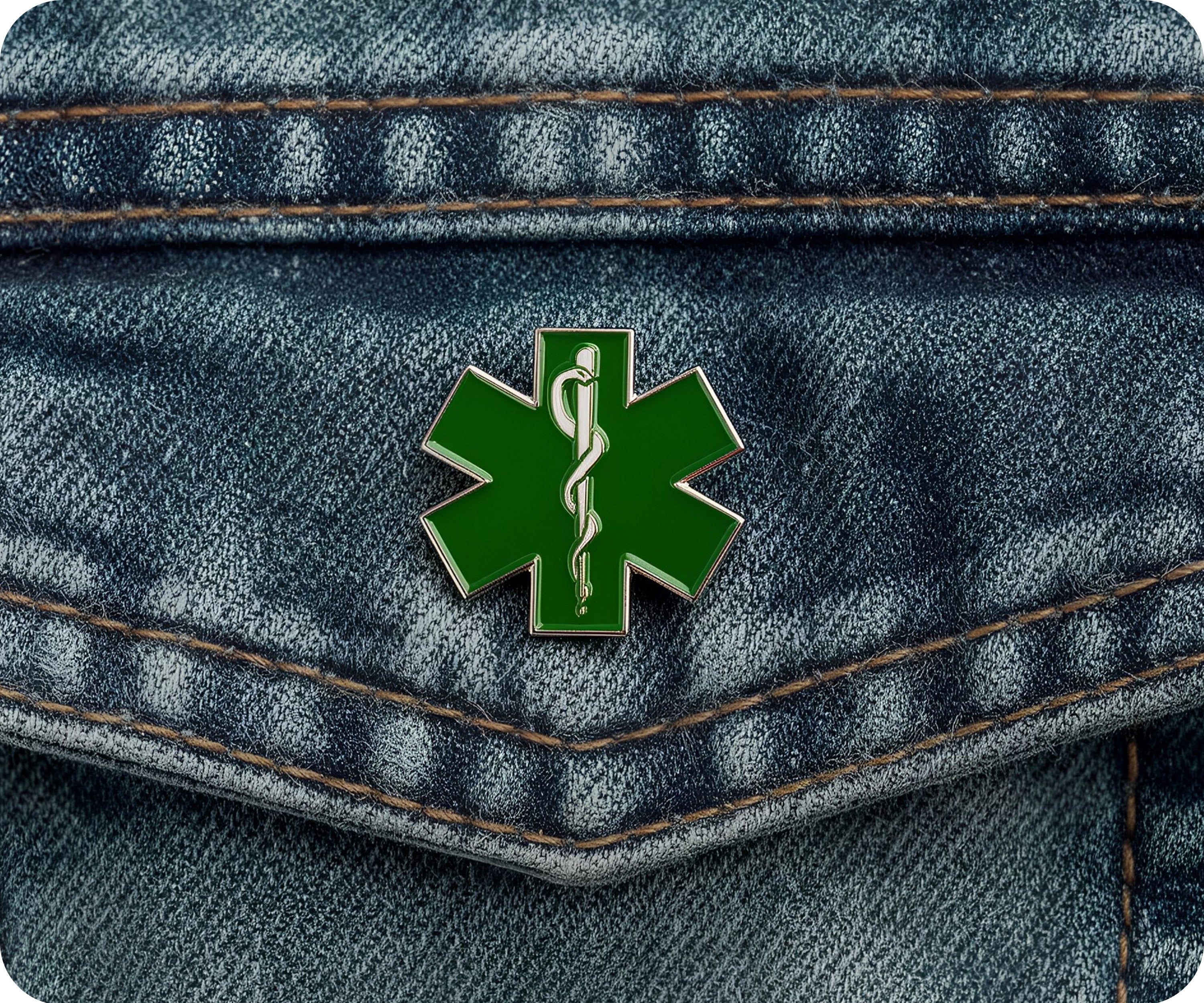 Green Medical Ambulance Star Pin Badge