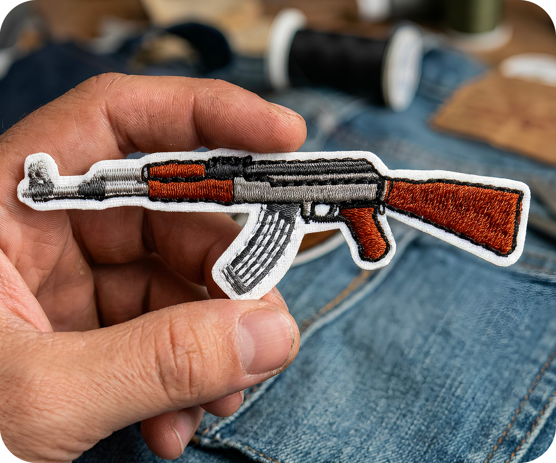 Kalashnikov AK47 Assault Rifle Gun Iron On Patch (9 x 2.8cm)