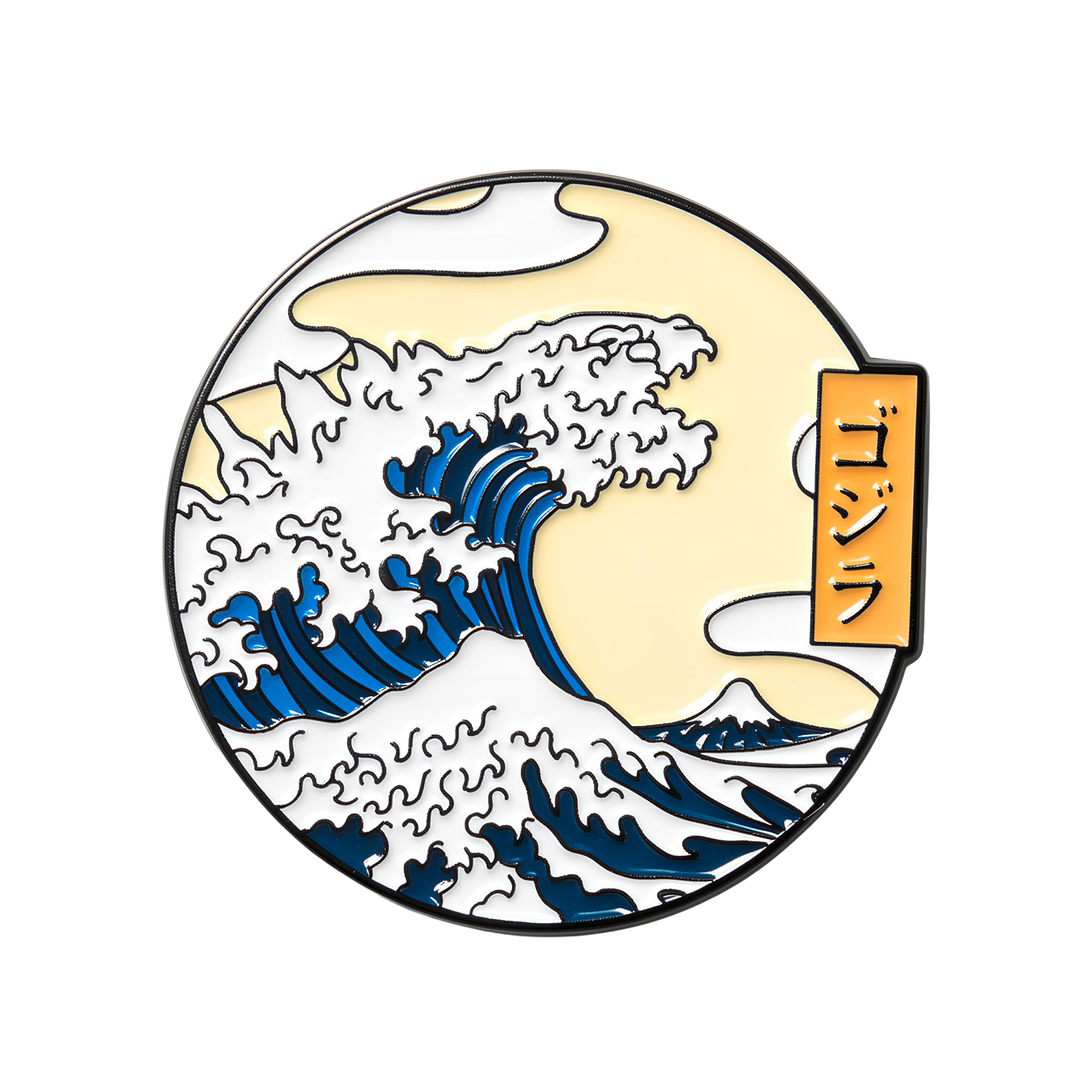 The Great Wave off Kanagawa Round Pin Badge Main image
