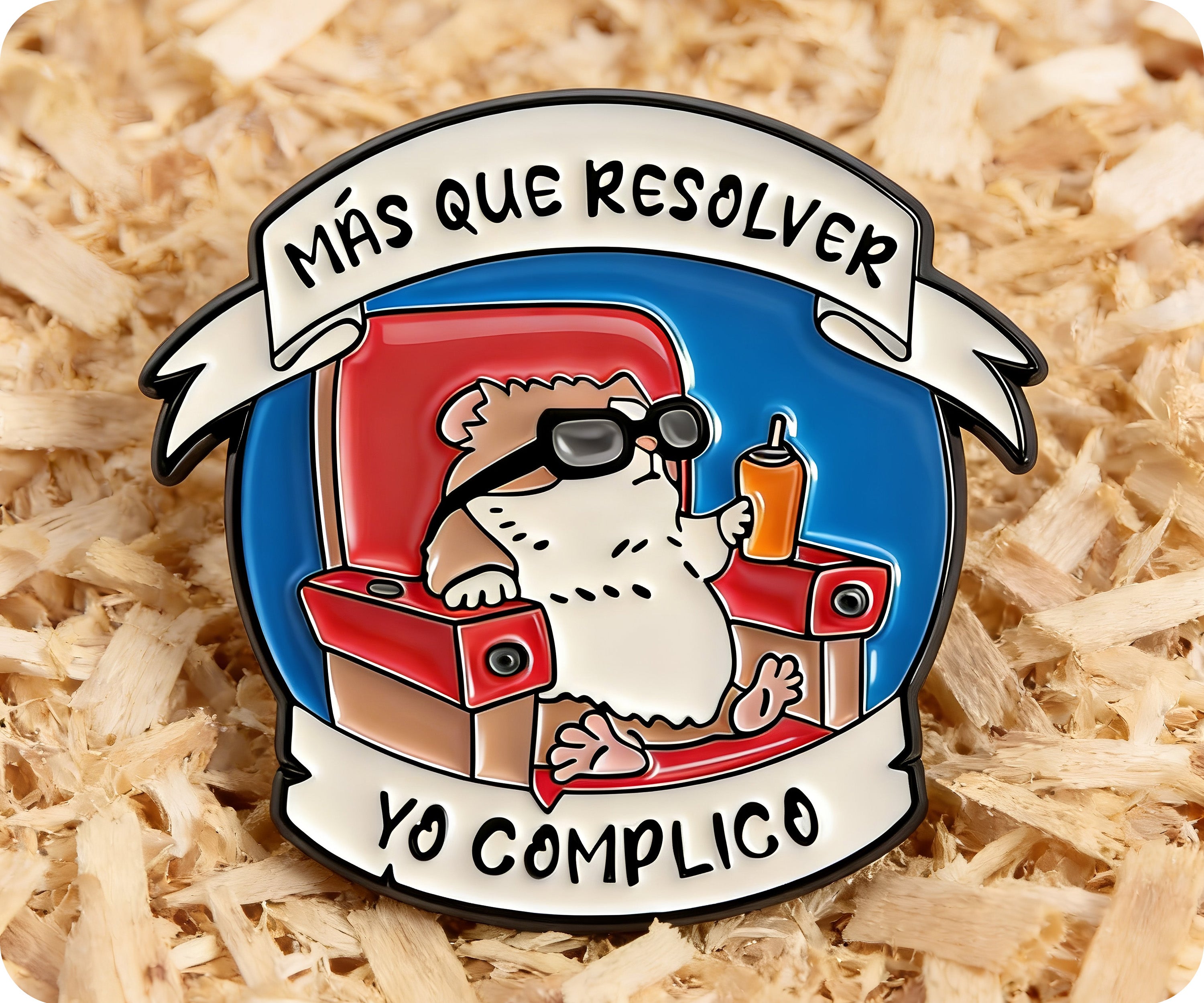 Mas Que Resolver Yo Complicit Hamster Pin Badge