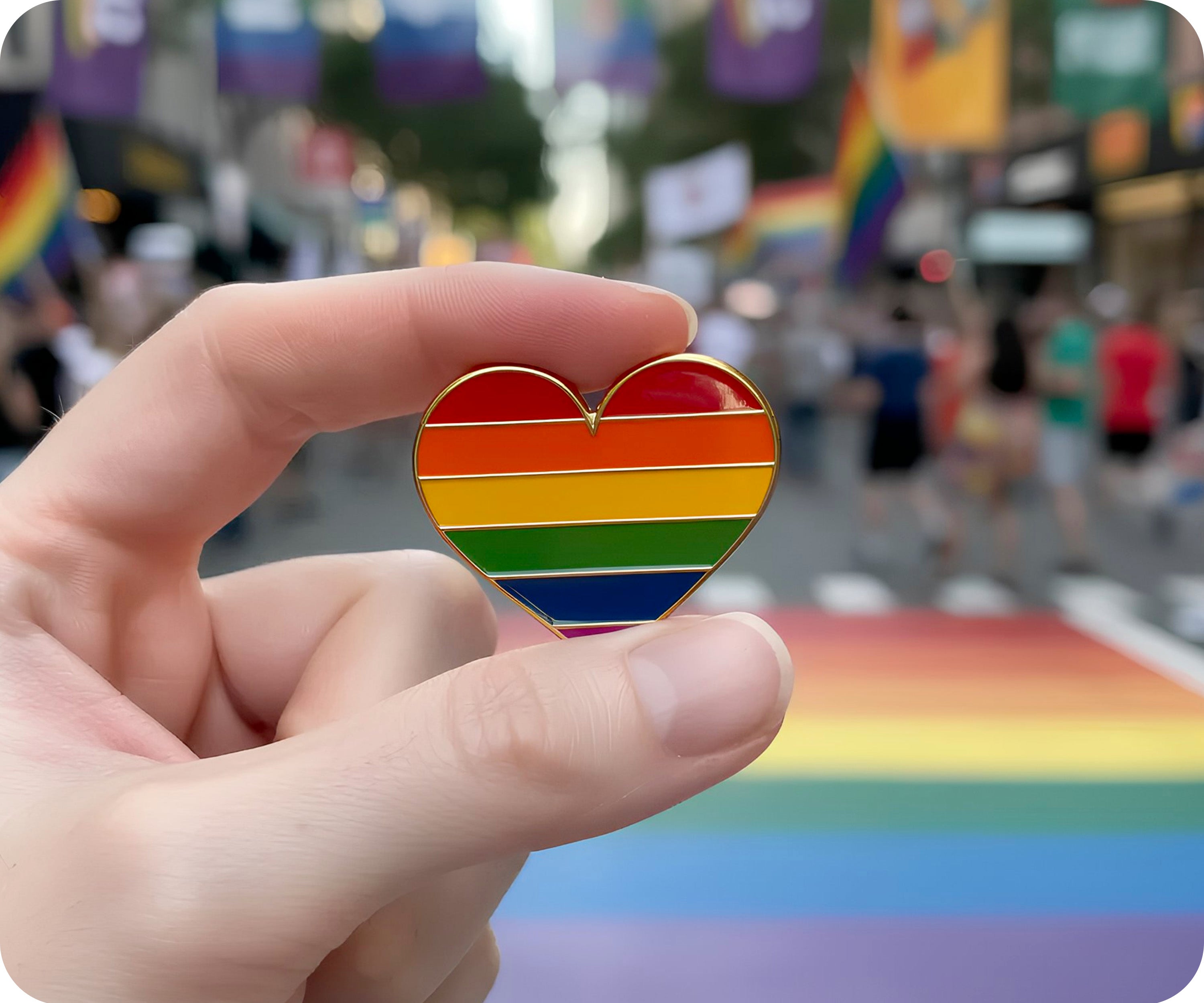 Pride Heart Rainbow Pin Badge