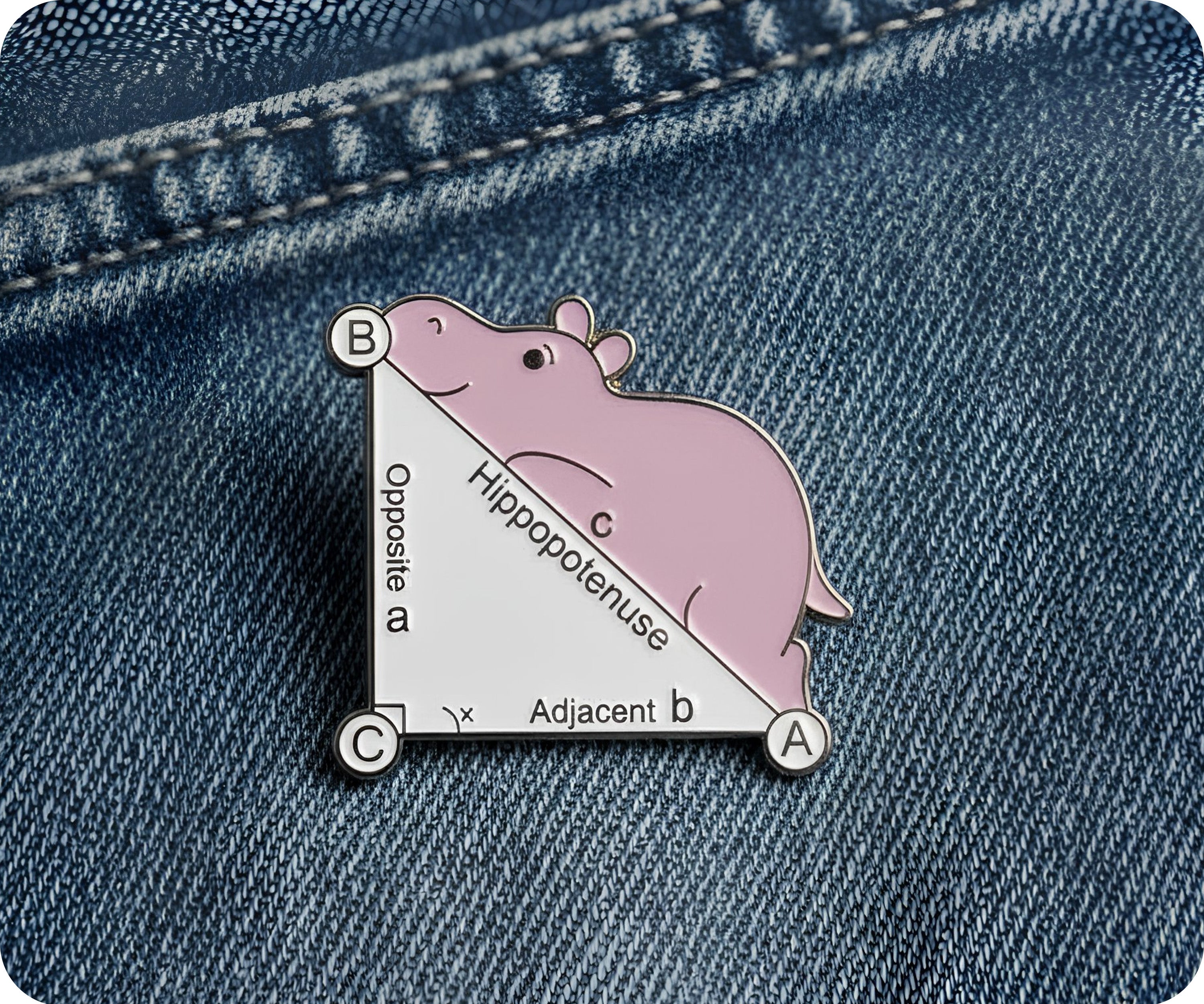 Hippopototenuse Math Pin Badge Secondary image