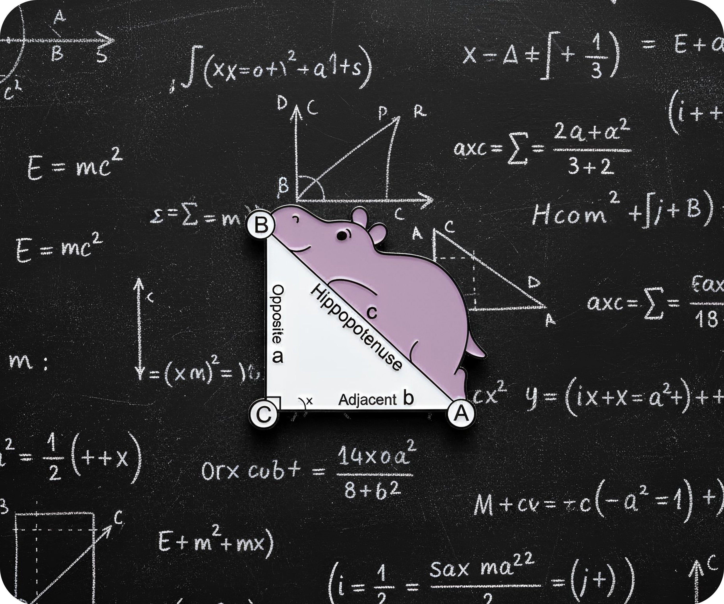 Hippopototenuse Math Pin Badge