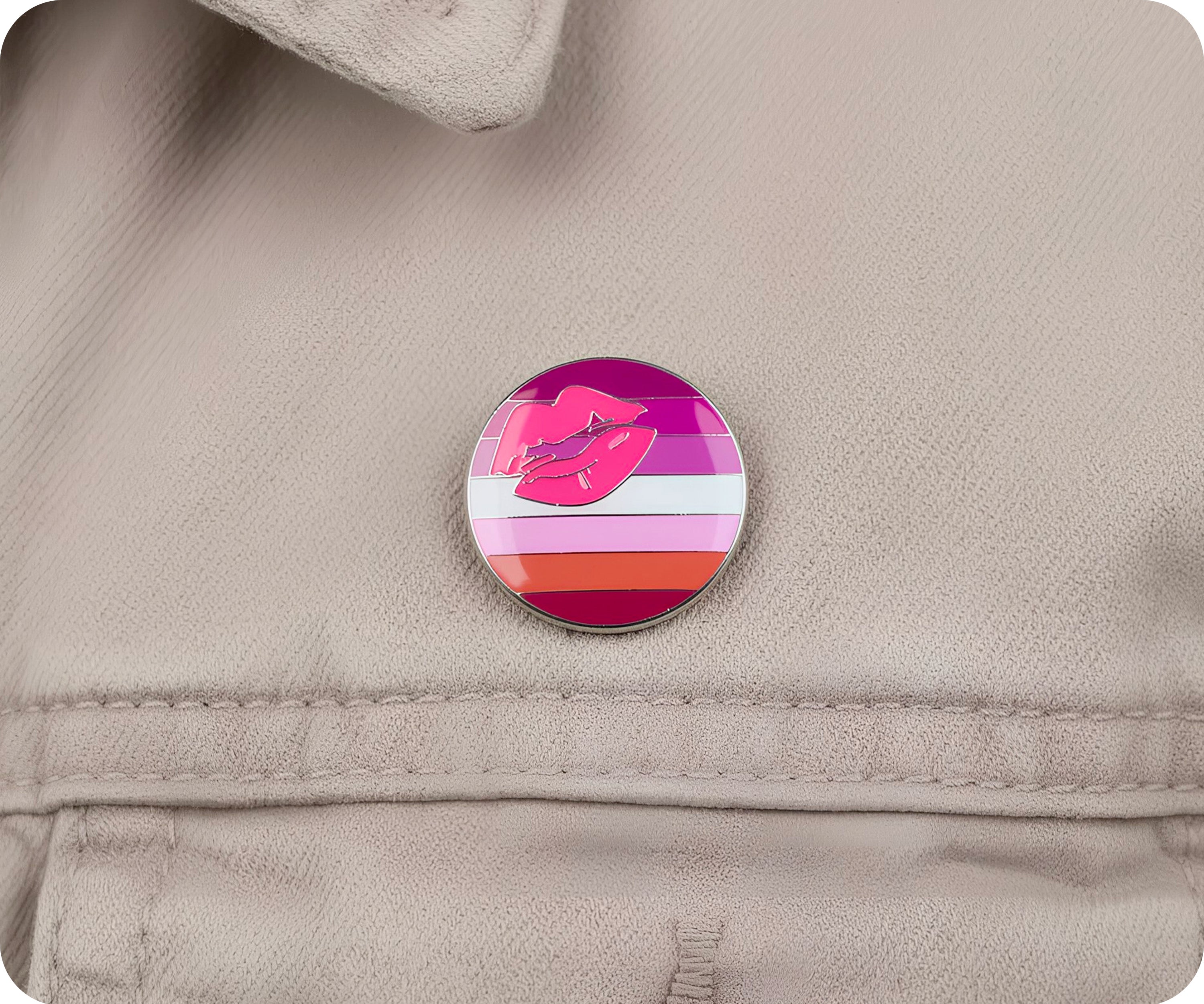 Lesbian Kiss Lipstick Pin Badge Secondary image