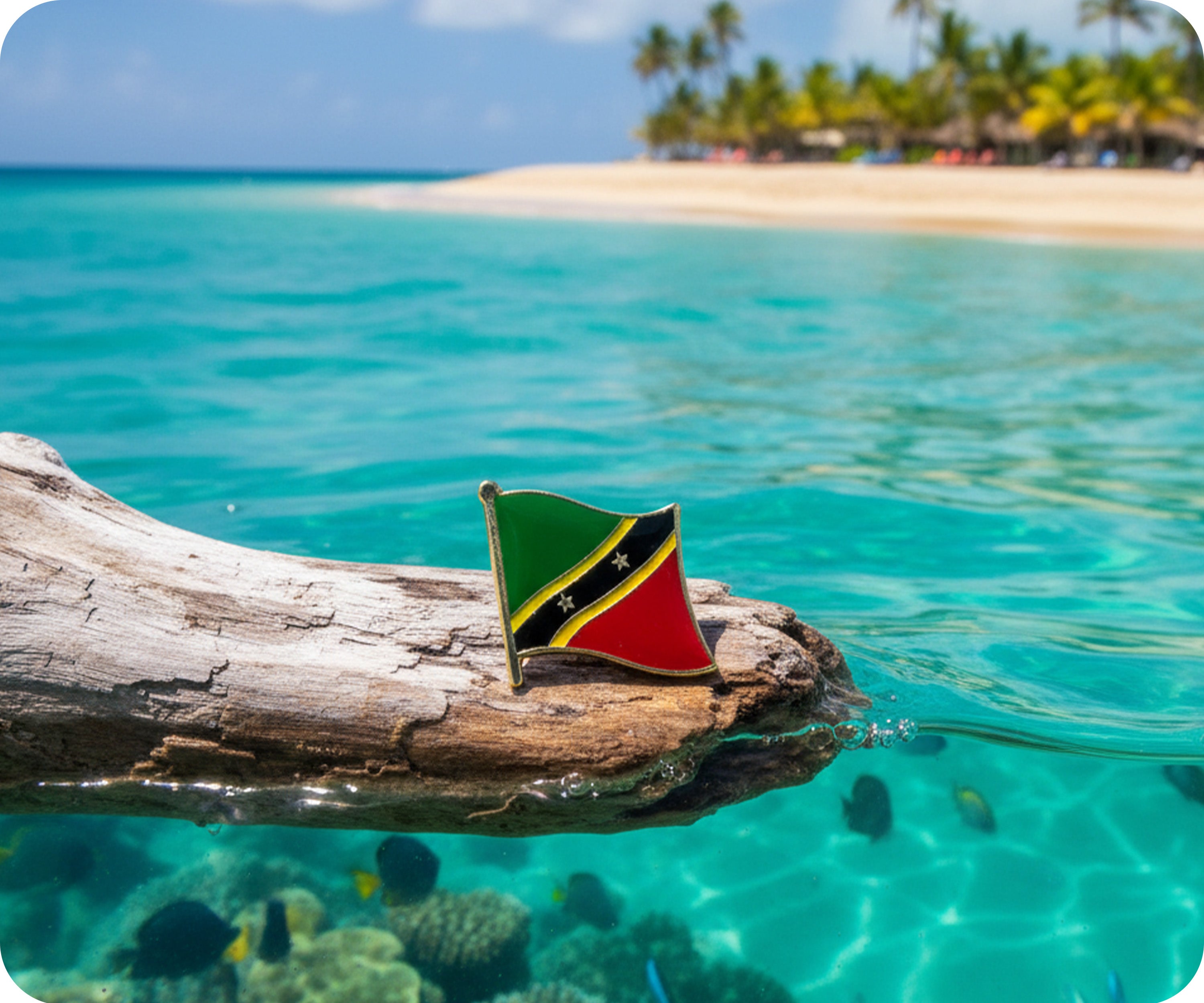 Saint St Kitts & Nevis Flag Pin Badge Secondary image