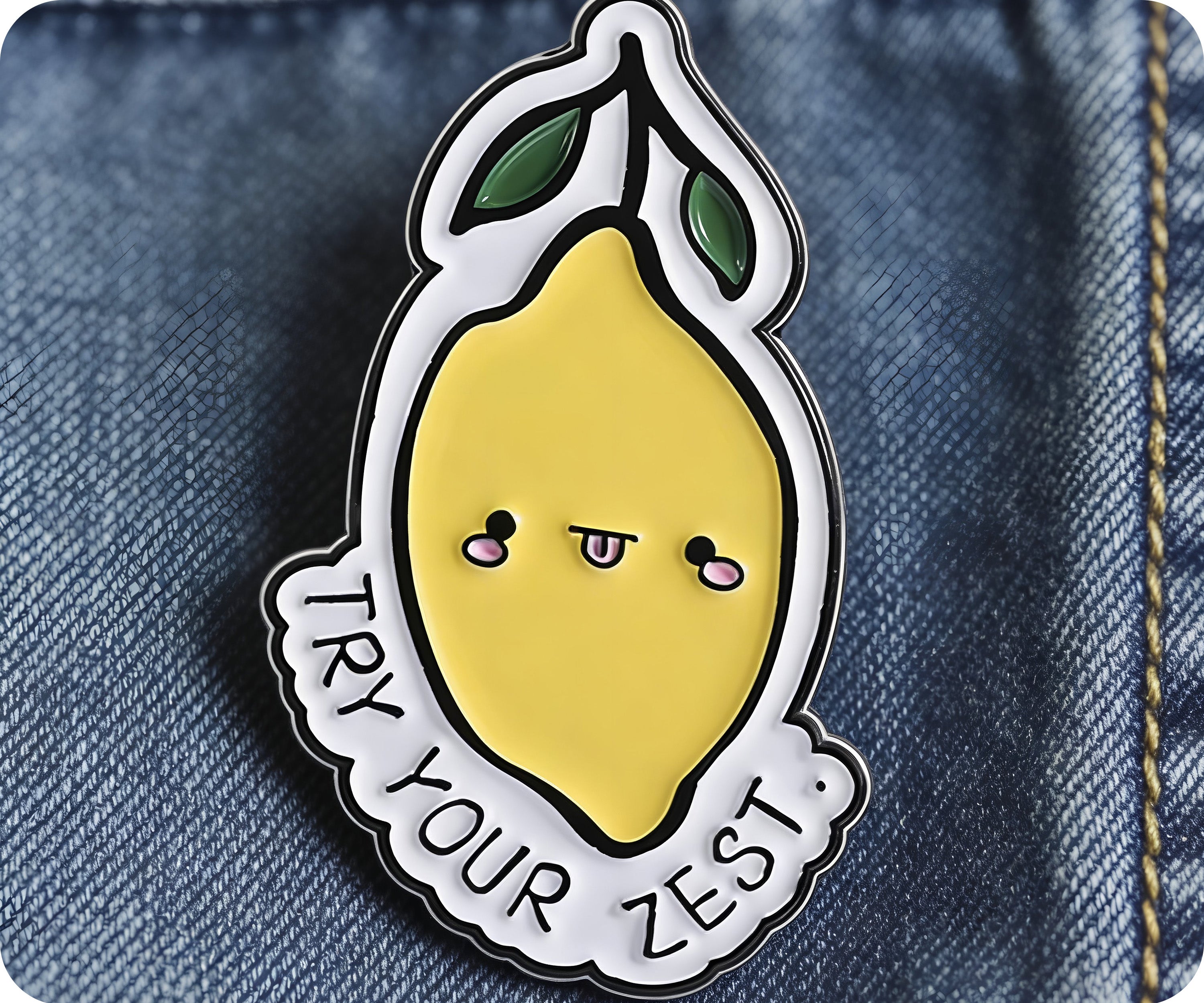 Try Your Zest Lemon Fruit Pin Badge Secondary image