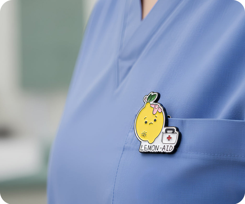 Lemon Aid Medical Nurse Food Funny Pin Badge