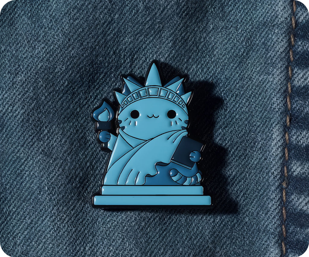 Statue of Liberty Cat Kittens Funny Pin Badge