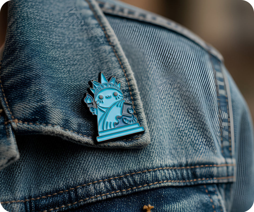 Statue of Liberty Cat Kittens Funny Pin Badge