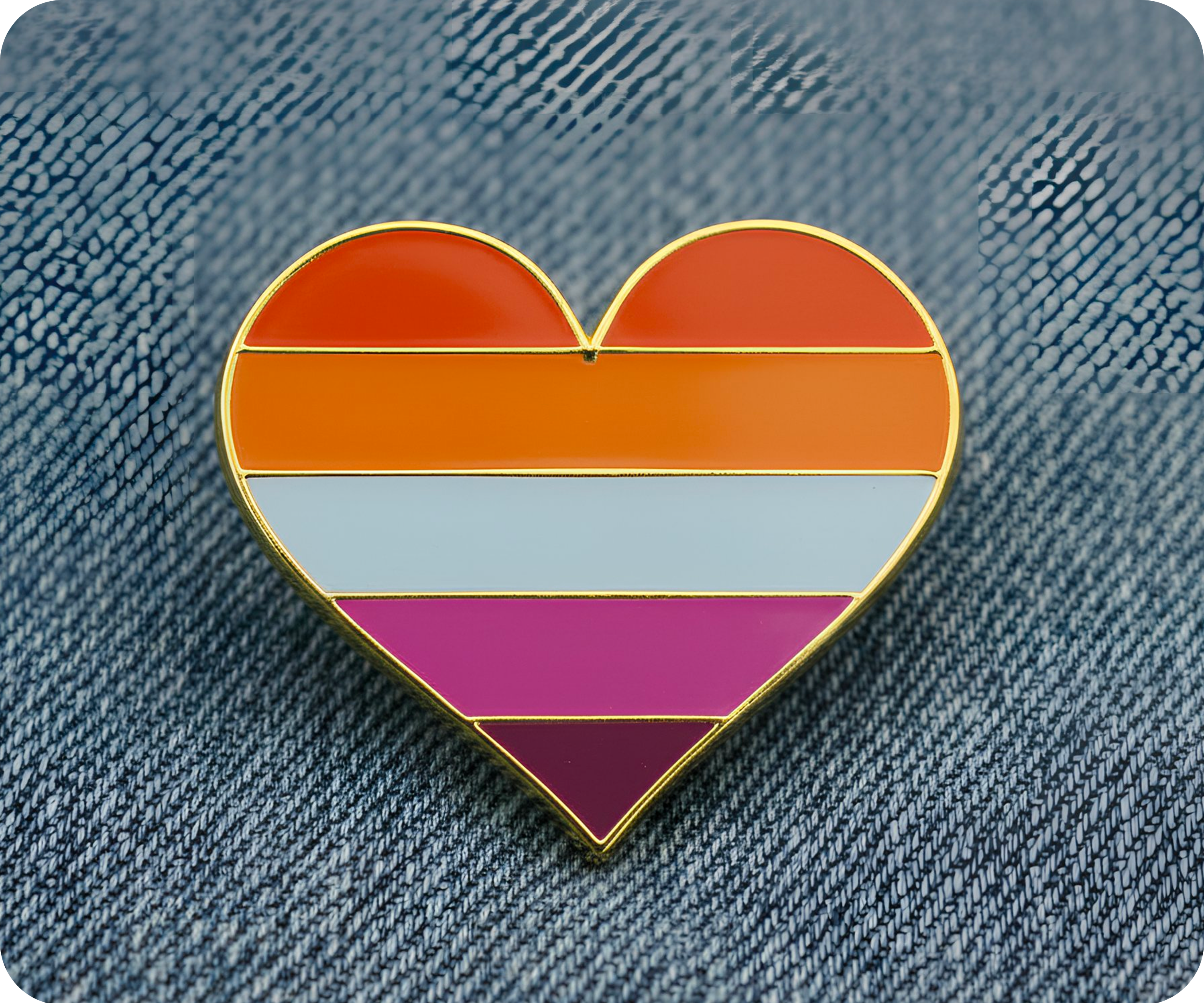Lesbian Rainbow Heart Pin Badge Secondary image