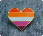 Lesbian Rainbow Heart Pin Badge