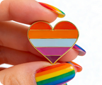 Lesbian Rainbow Heart Pin Badge