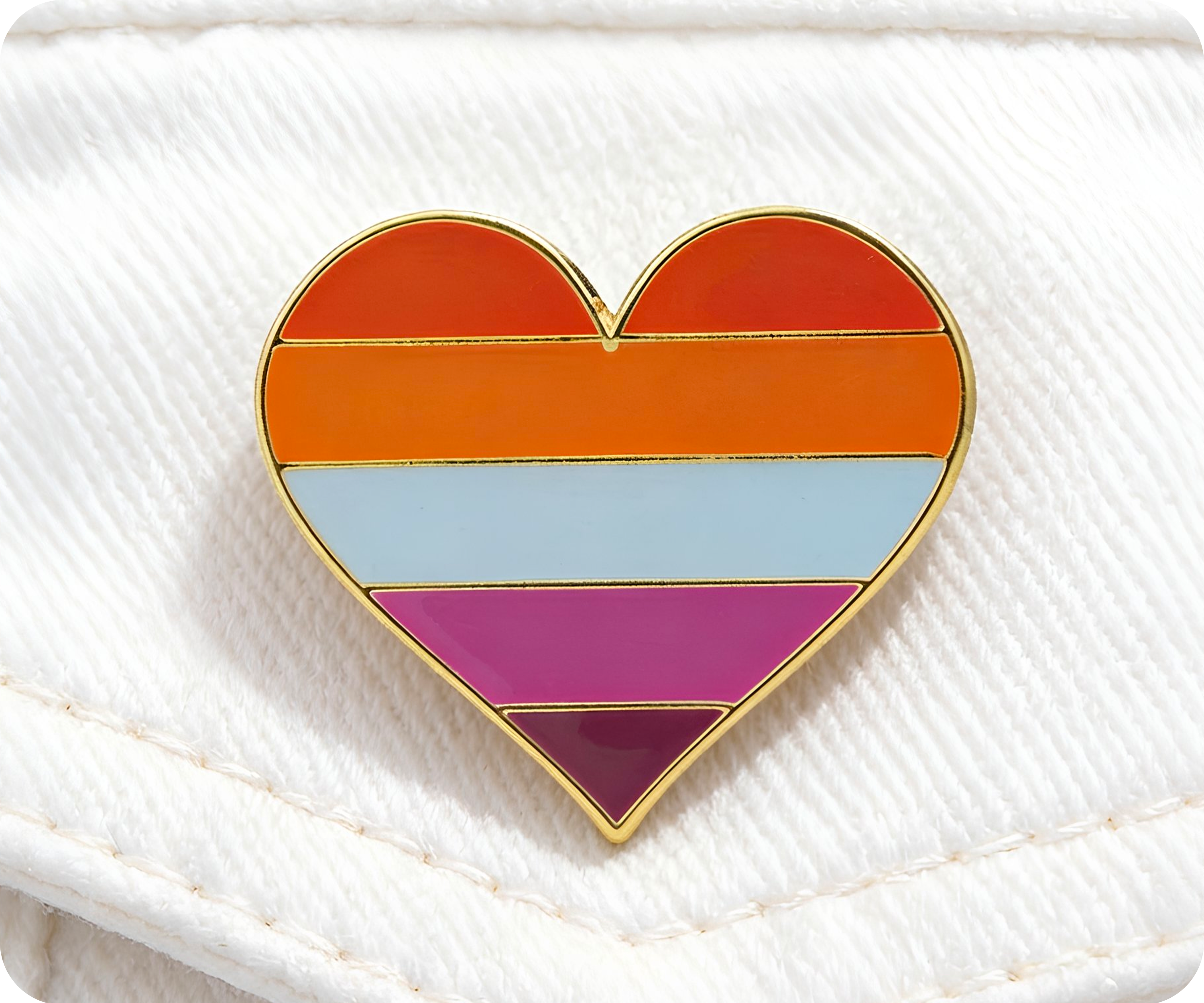 Lesbian Rainbow Heart Pin Badge