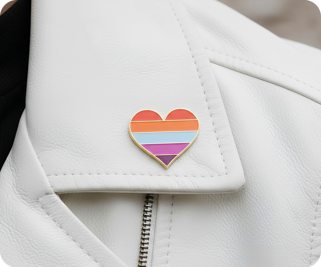 Lesbian Rainbow Heart Pin Badge