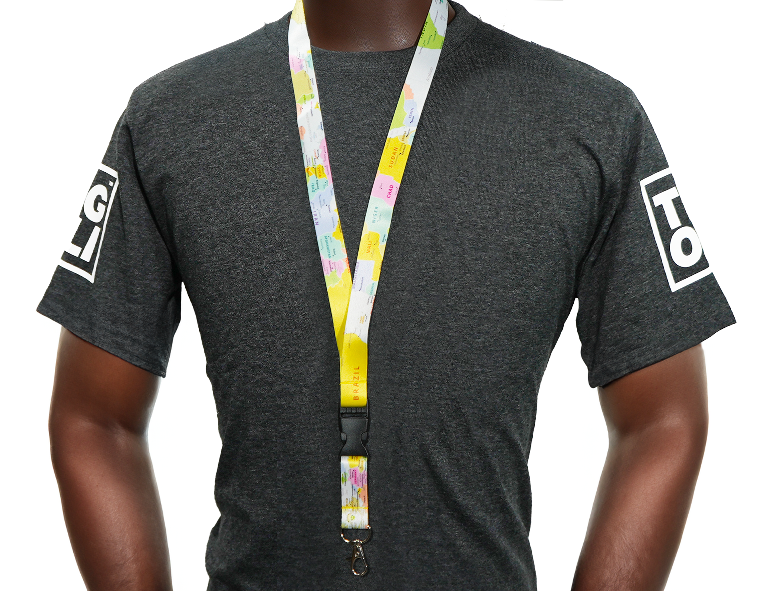 World Map Geography Globe Lanyard