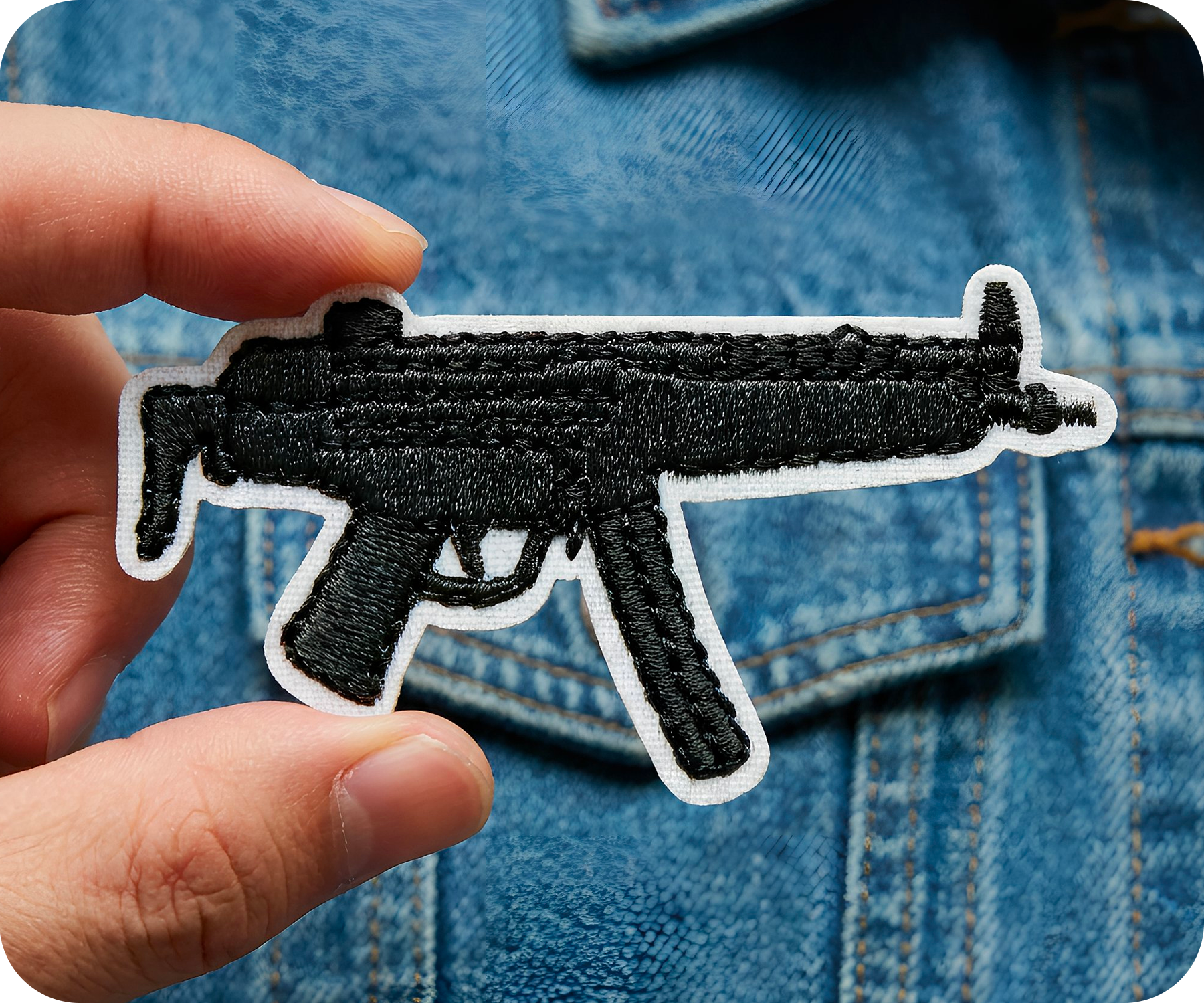 H&K MP5 Sub Machine Gun Pistol Iron On Patch (6.8 x 3.2cm)