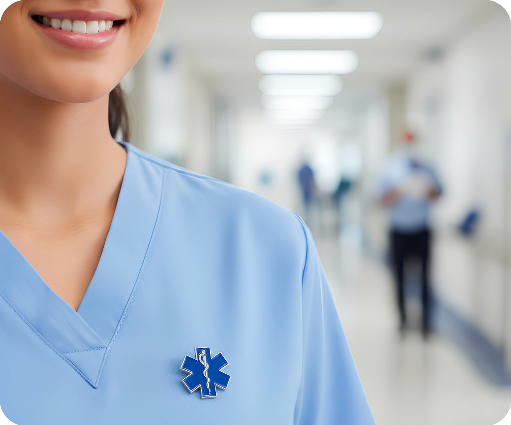 Blue Medical Ambulance Star Pin Badge