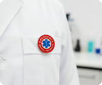 Emergency Medical Technician EMT Red Round Pin Badge