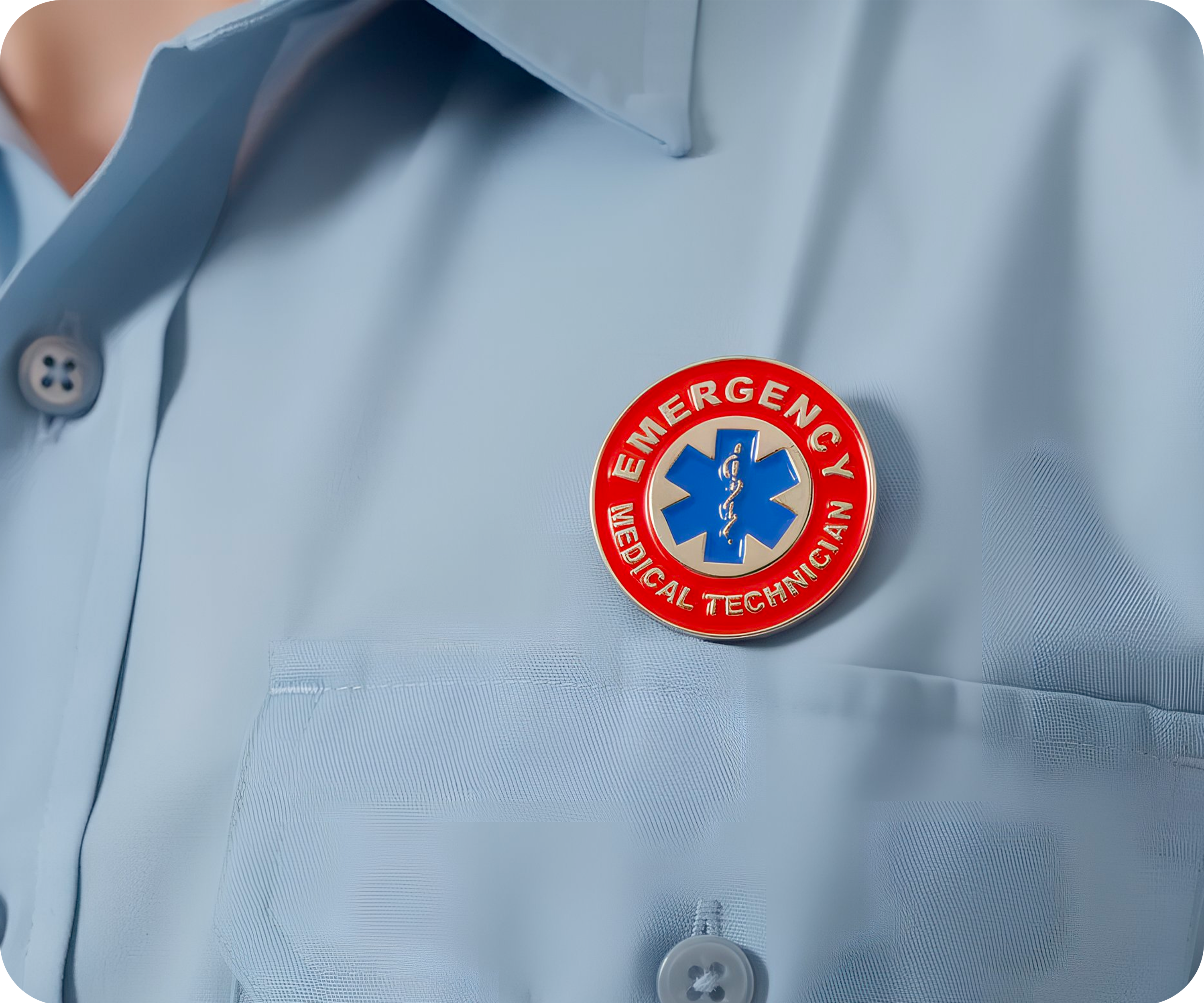 Emergency Medical Technician EMT Red Round Pin Badge