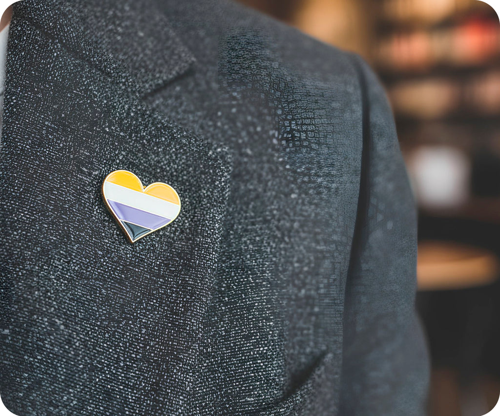 Non Binary Heart Pin Badge