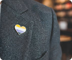 Non Binary Heart Pin Badge