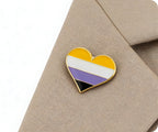 Non Binary Heart Pin Badge