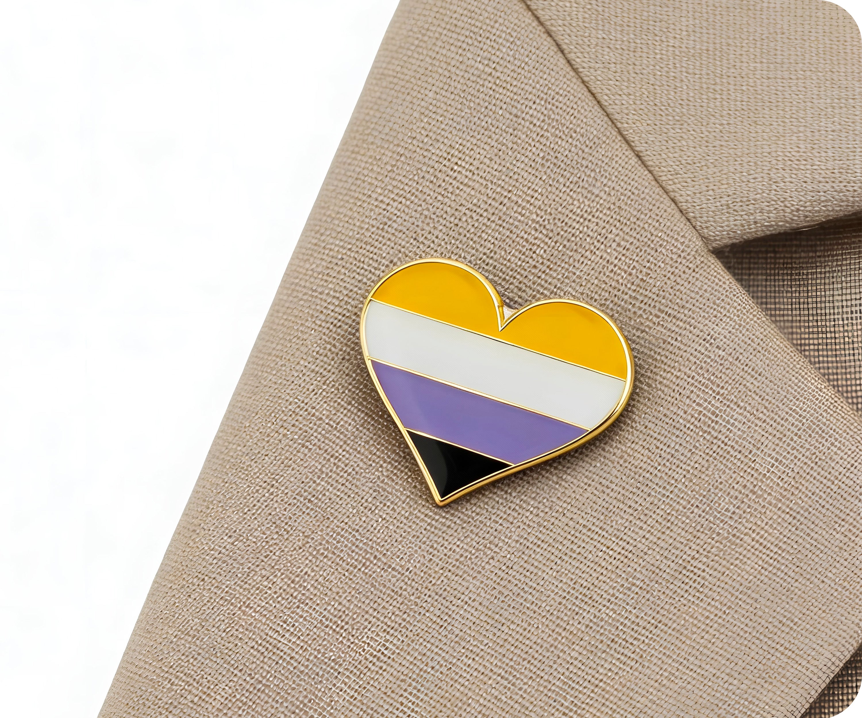 Non Binary Heart Pin Badge