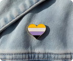 Non Binary Heart Pin Badge