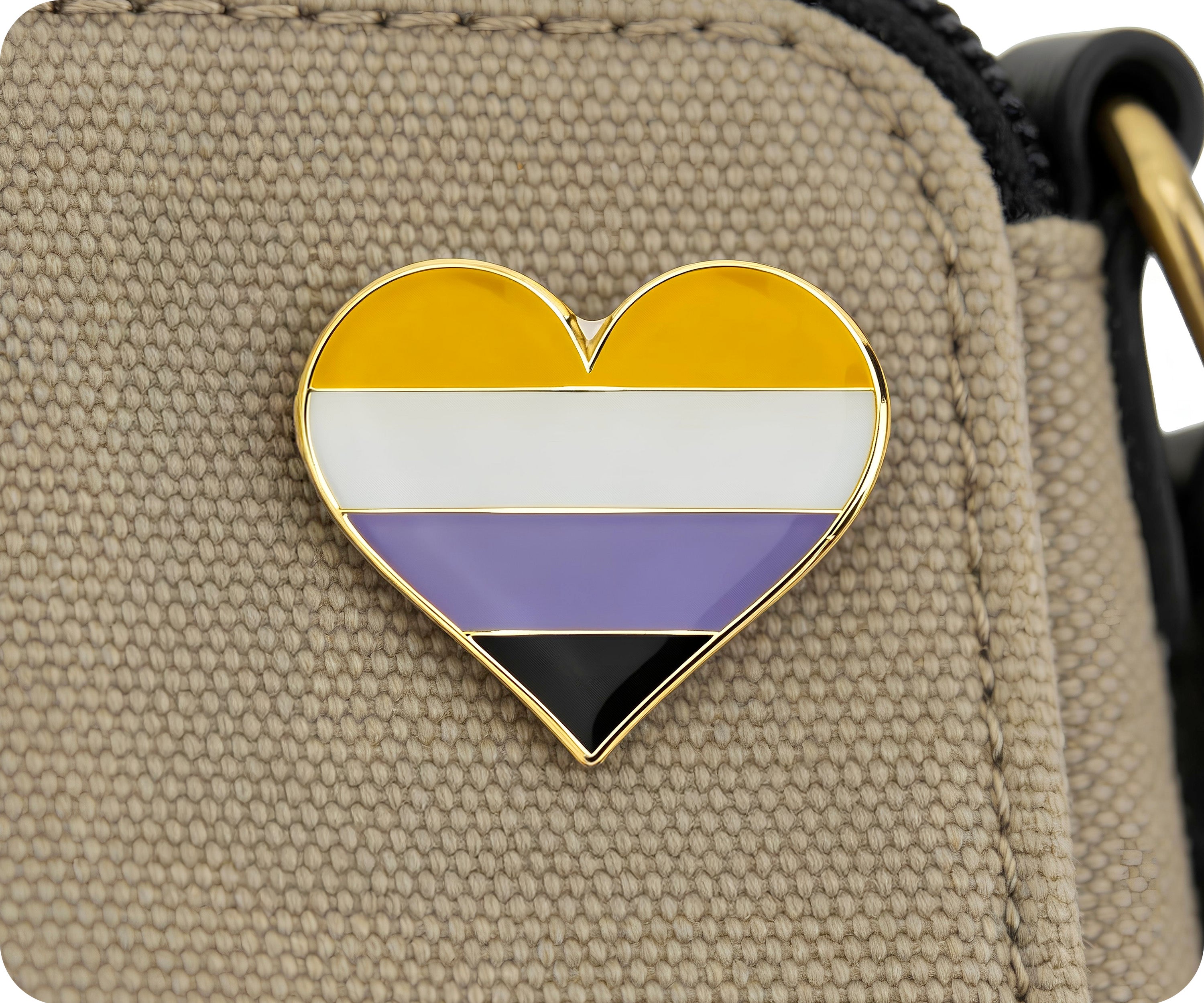 Non Binary Heart Pin Badge