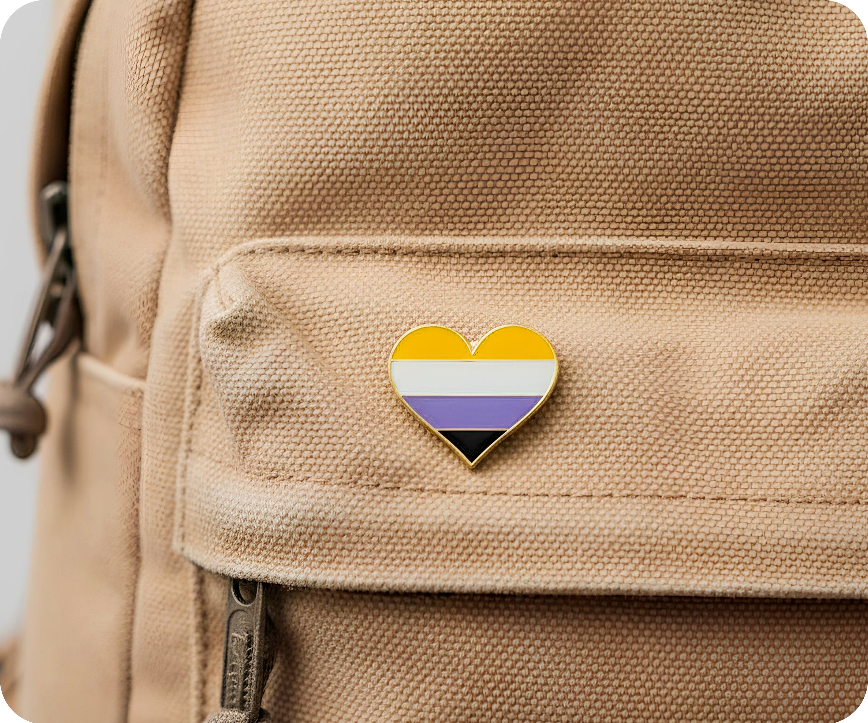 Non Binary Heart Pin Badge Secondary image
