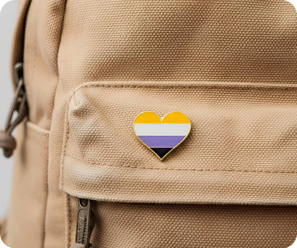 Non Binary Heart Pin Badge