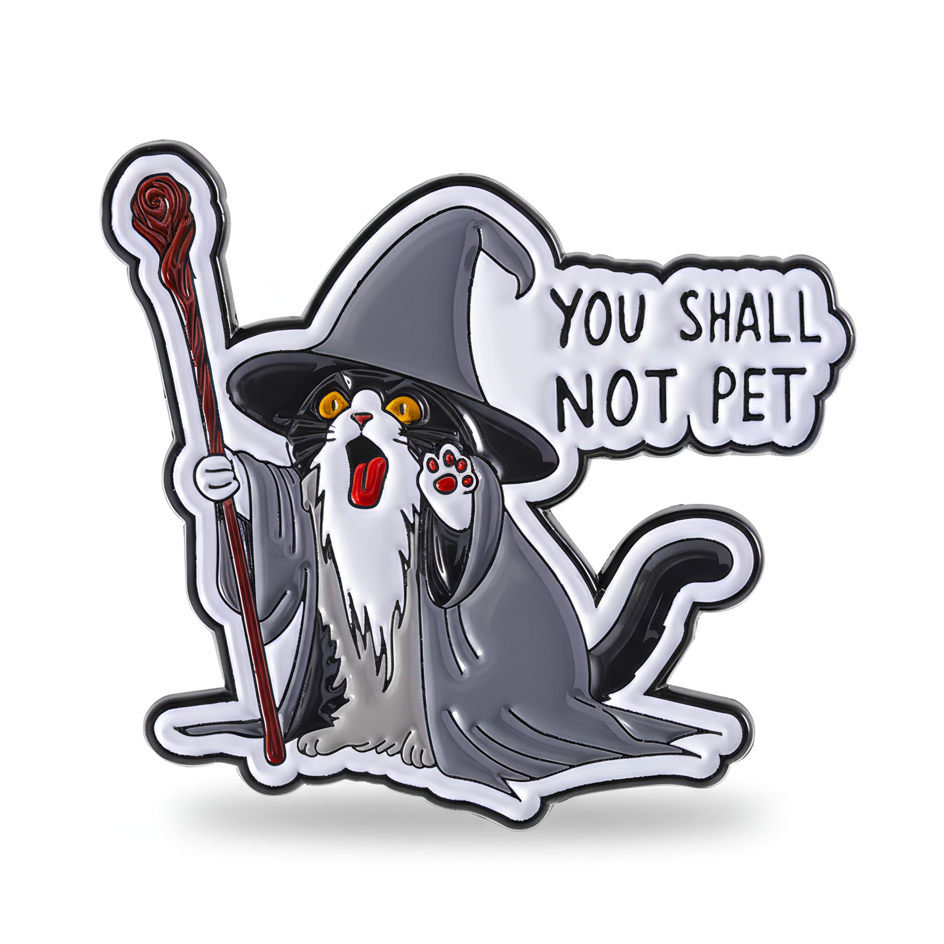 You Shall Not Pet Cat Fantasy Wizard Pin Badge Main image