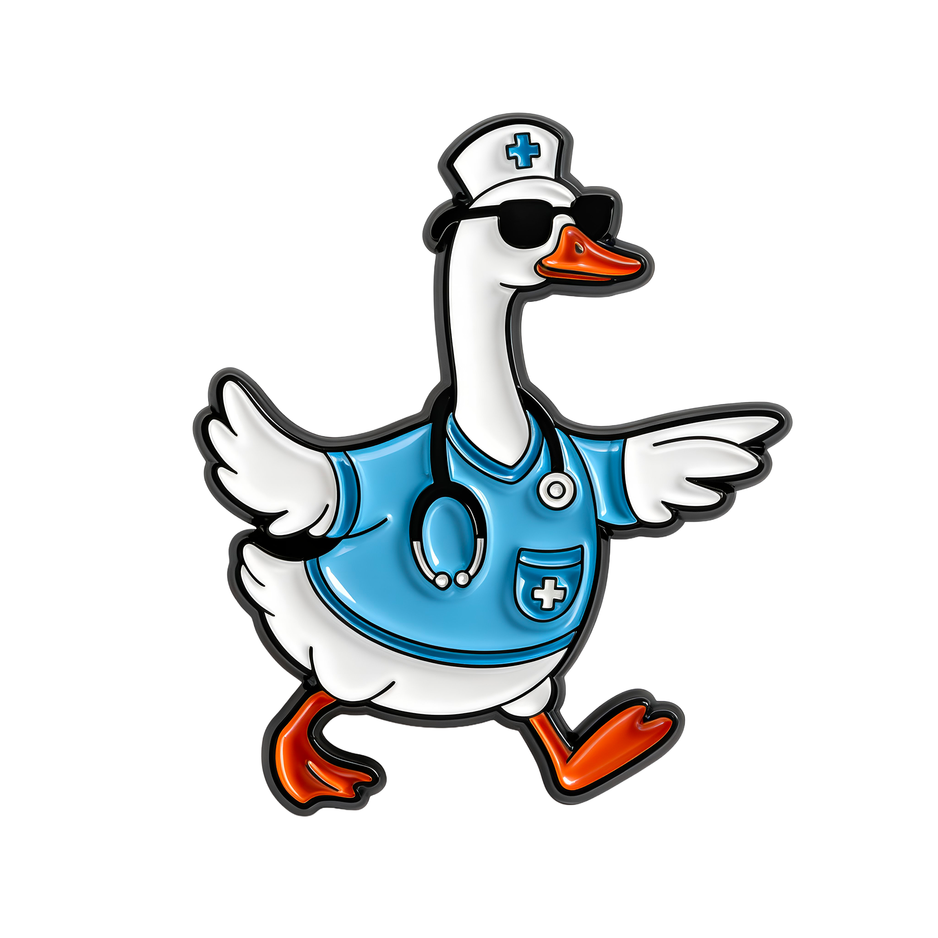 Nurse Goose Pirate Medical Pin Badge Main image