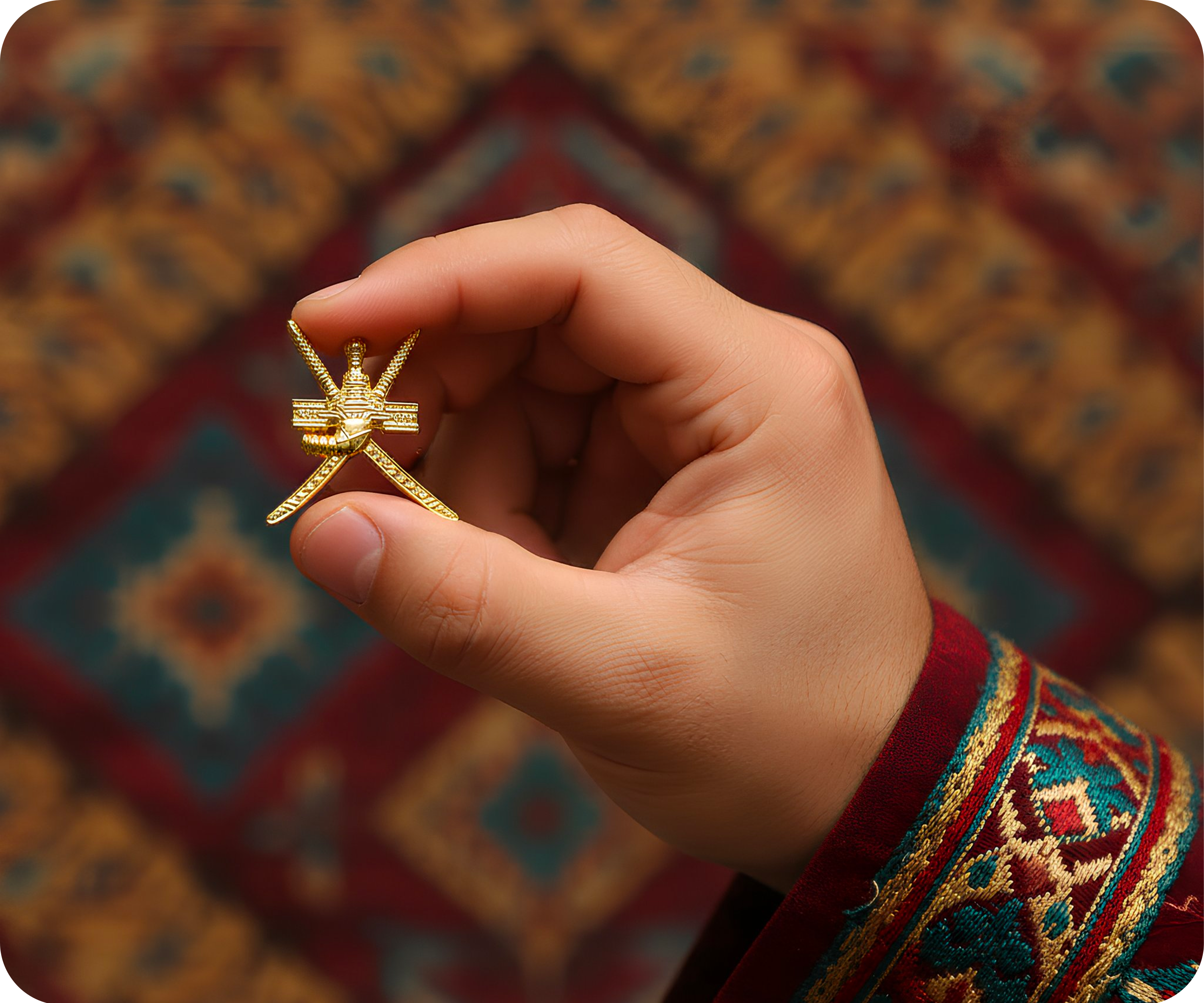 Oman Crossed Swords Pin Badge Secondary image