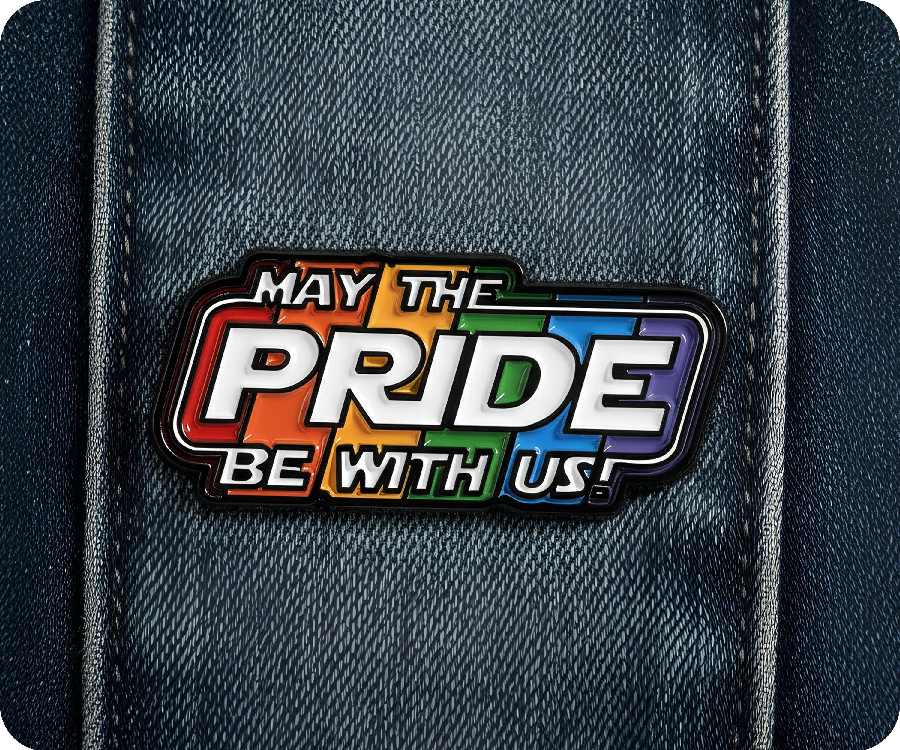 May The Pride Be With Us! LGBTQ+ Rainbow Pin Badge Secondary image