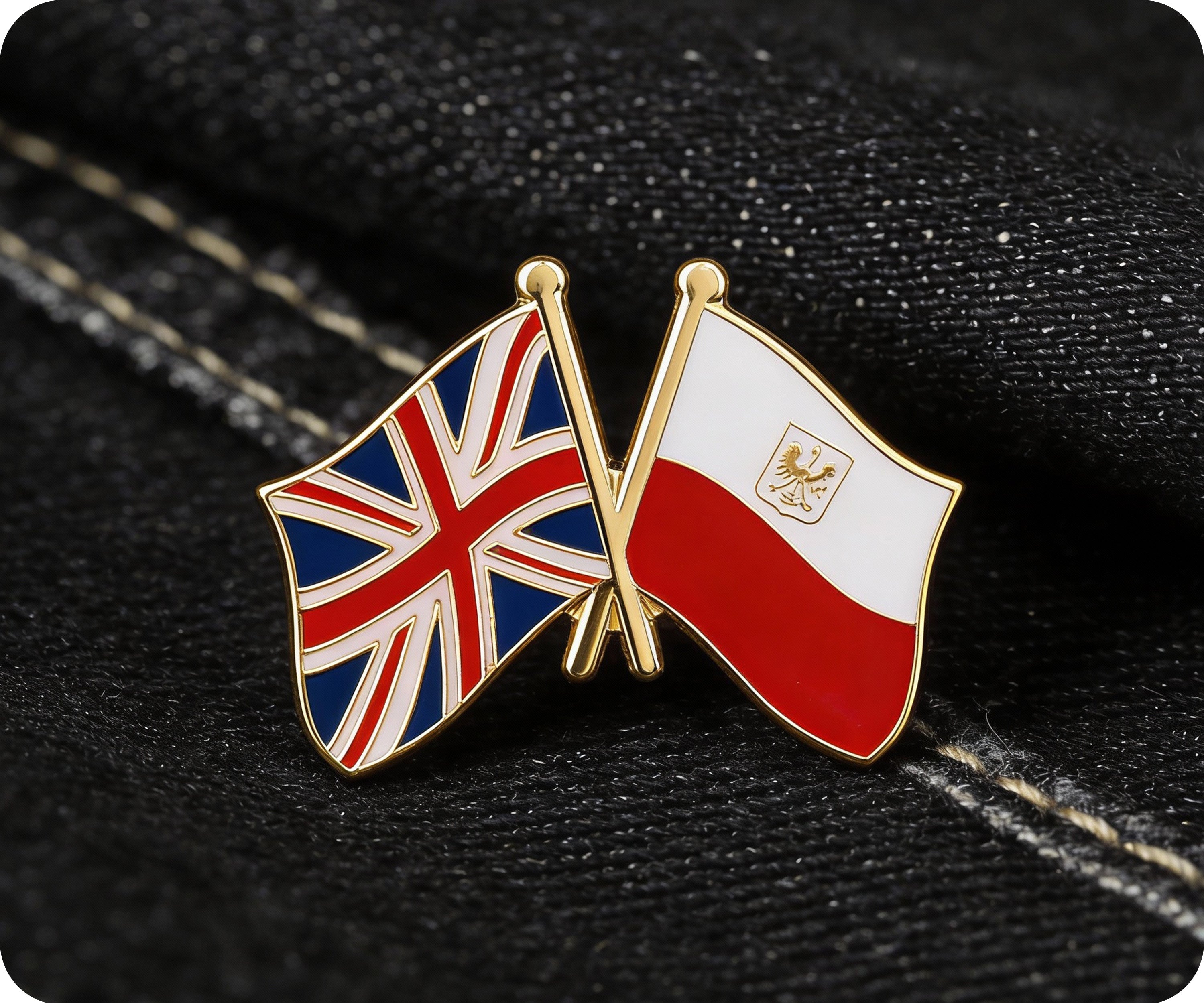 Pin de amistad con escudo naval de Reino Unido y Polonia Imagen secundaria del producto