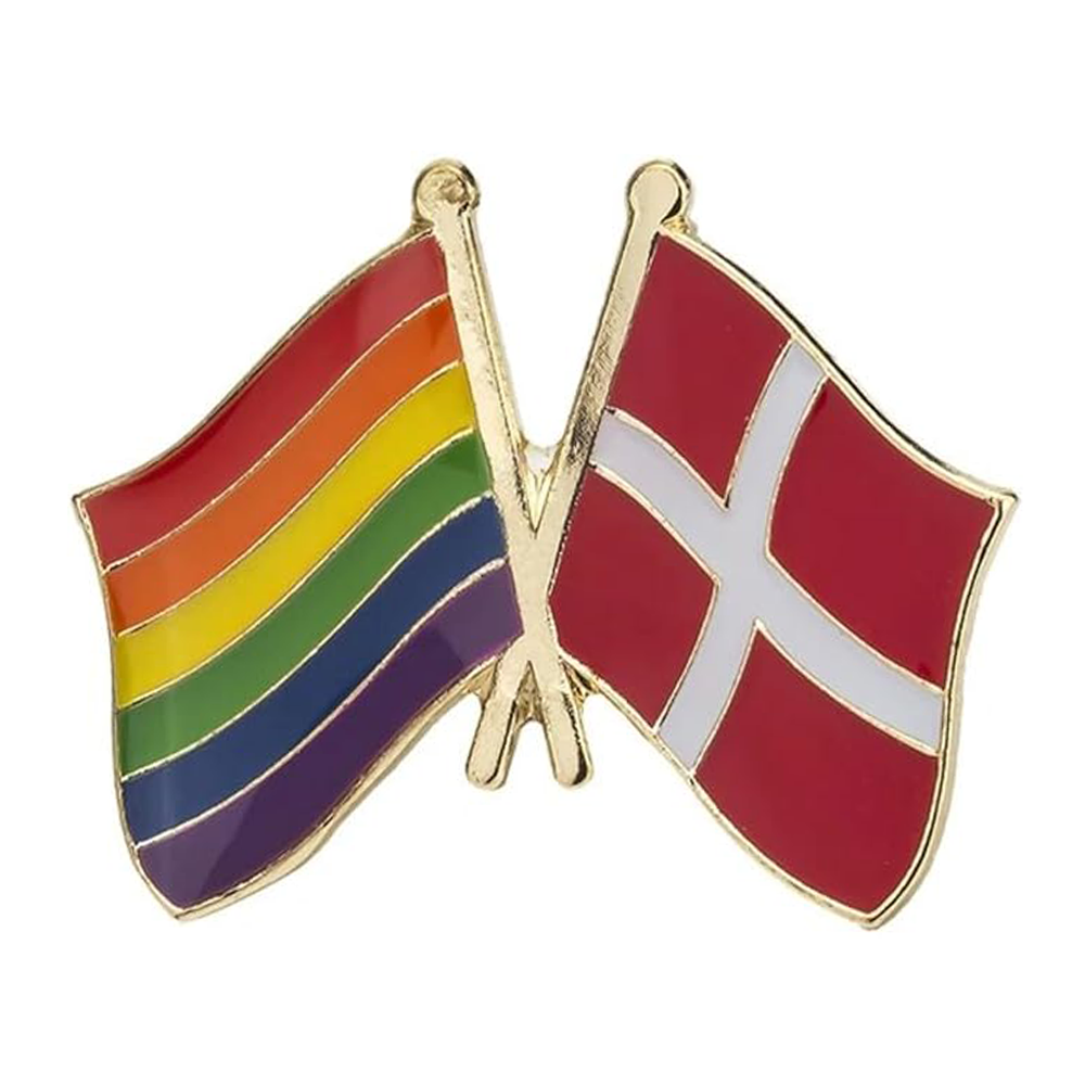 Rainbow & Denmark Friendship Pin Badge Main image