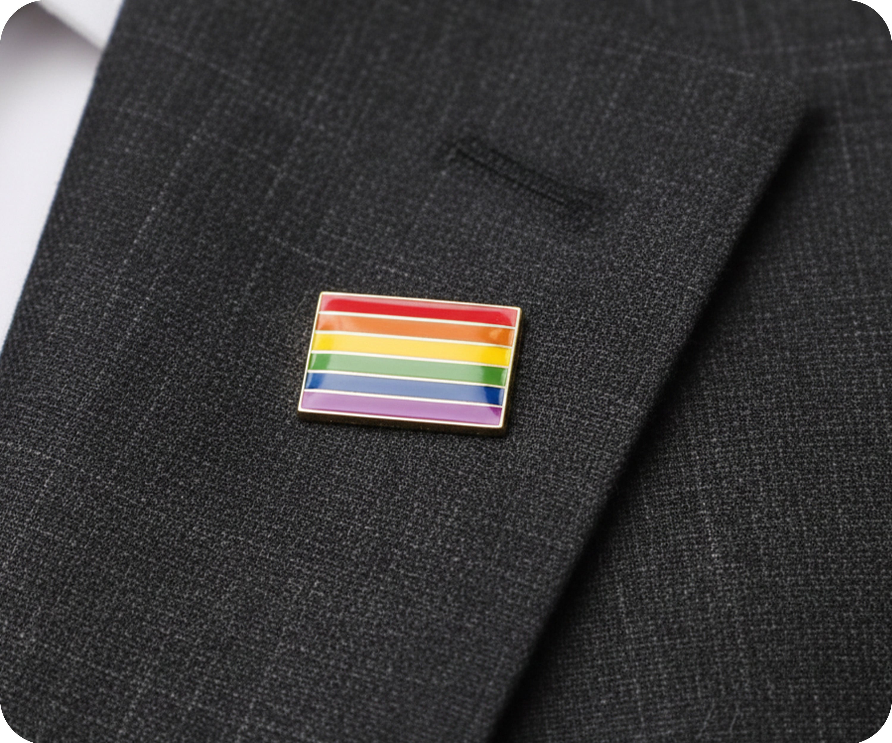 Small Rainbow Rectangle Pride Pin Badge