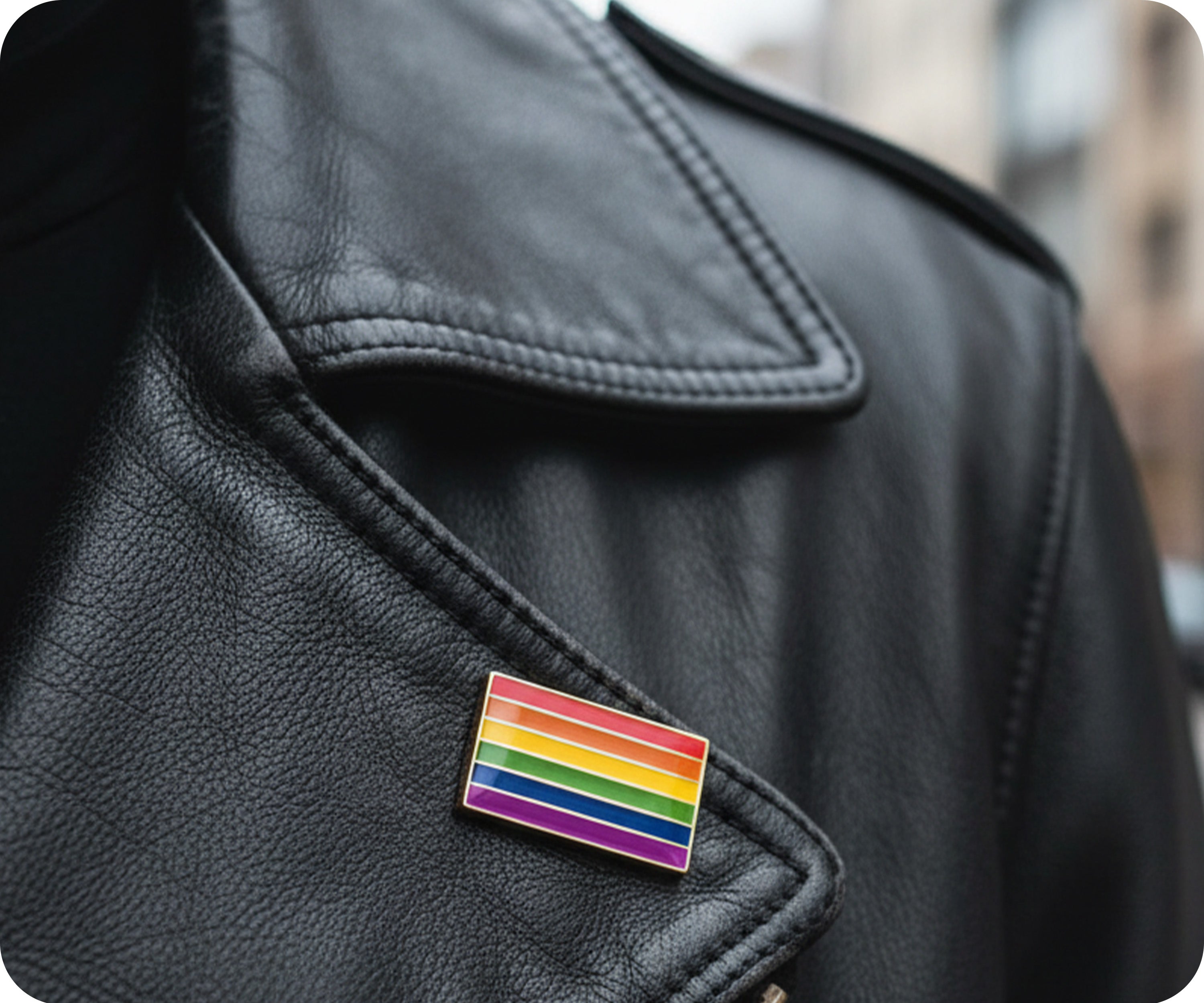 Small Rainbow Rectangle Pride Pin Badge
