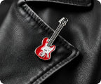 Red Electric Guitar Pin Badge