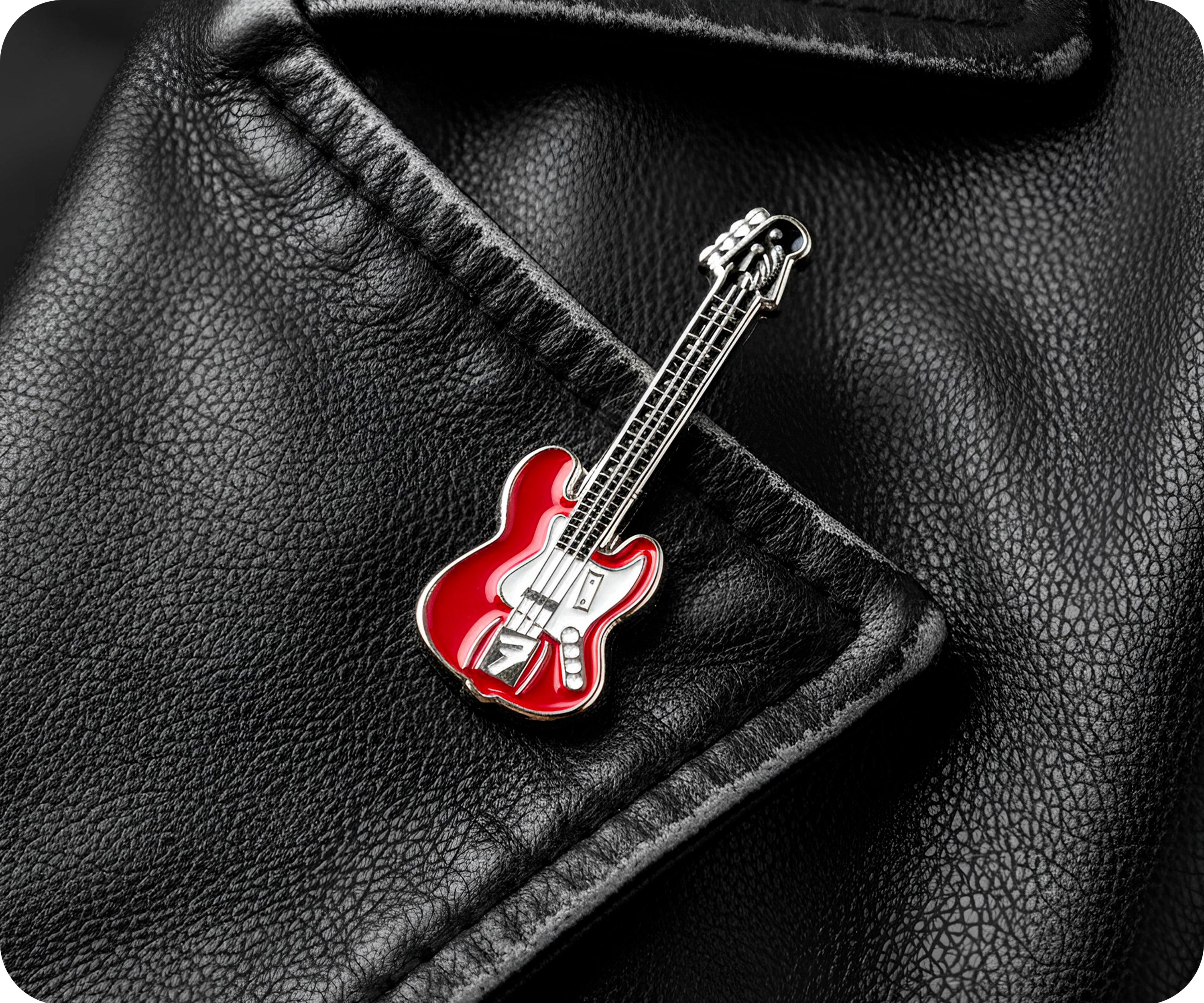 Red Electric Guitar Pin Badge